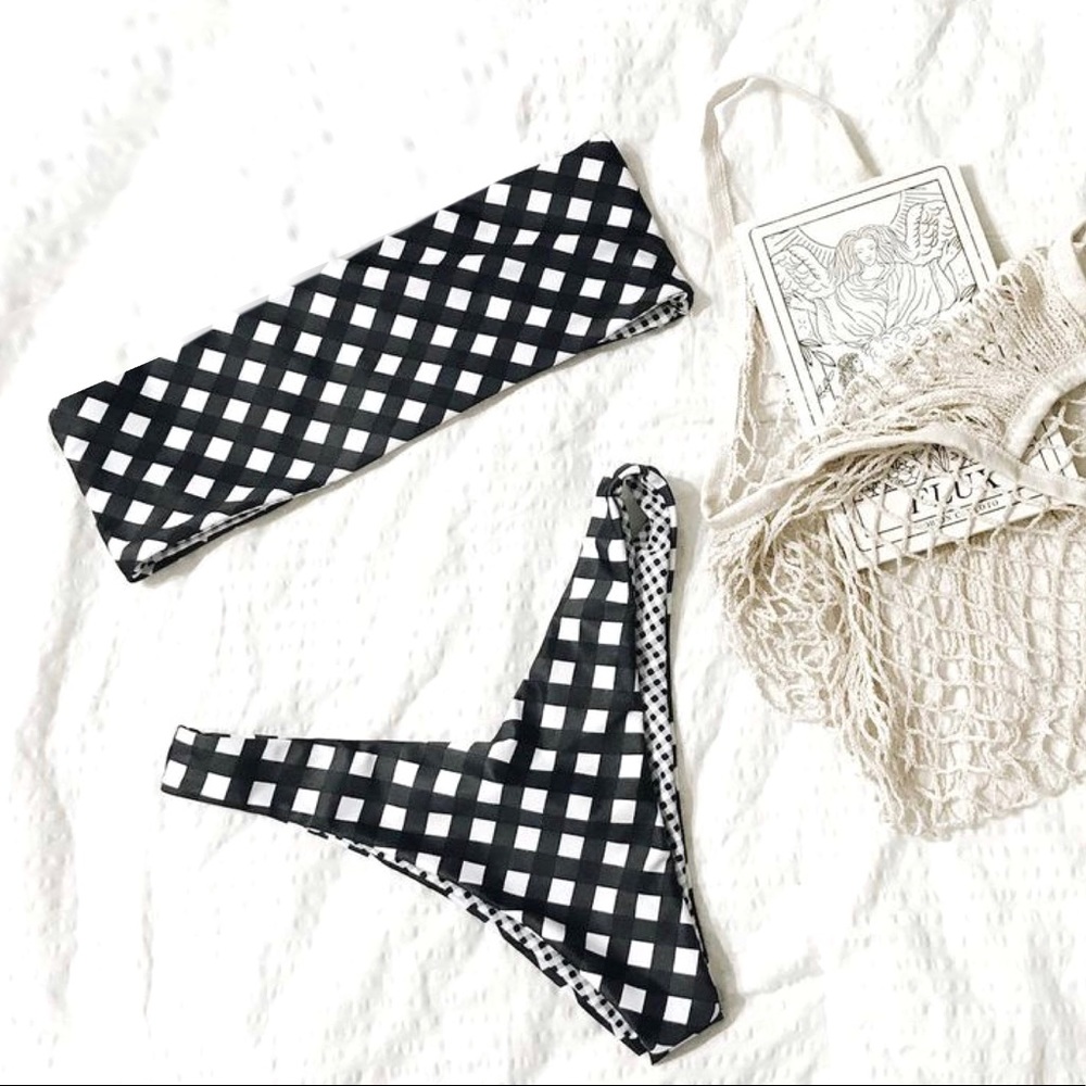 Gingham Pattern Bikini Set